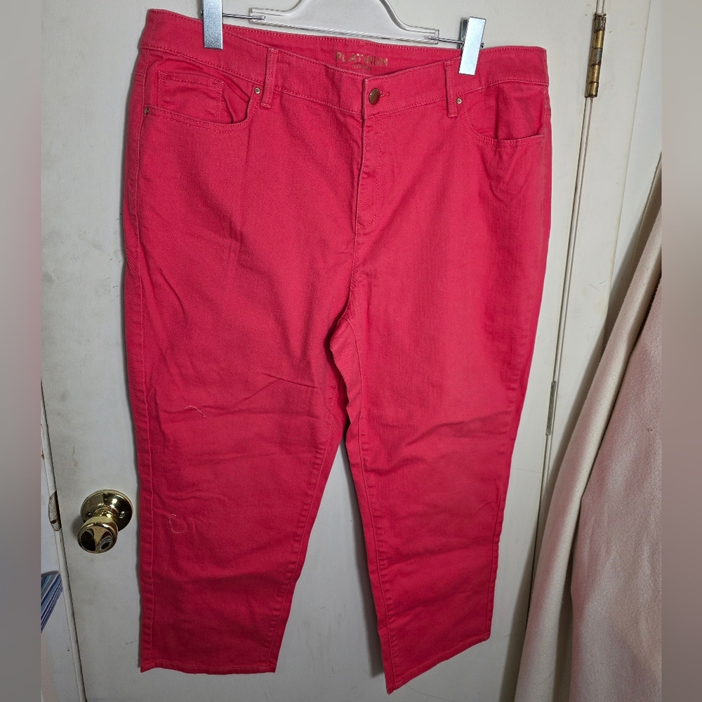 Chico's Platinum Coral Denim Crop Women's Size 3 (16)